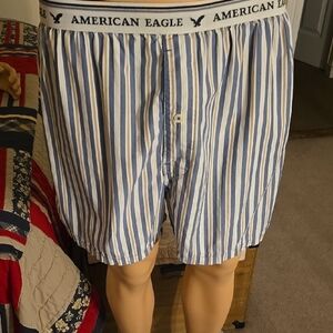 American Eagle Outfitters Blue and White Boxers with Elastic Waistband